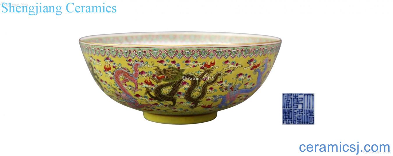 Colored enamel green-splashed bowls, Kowloon