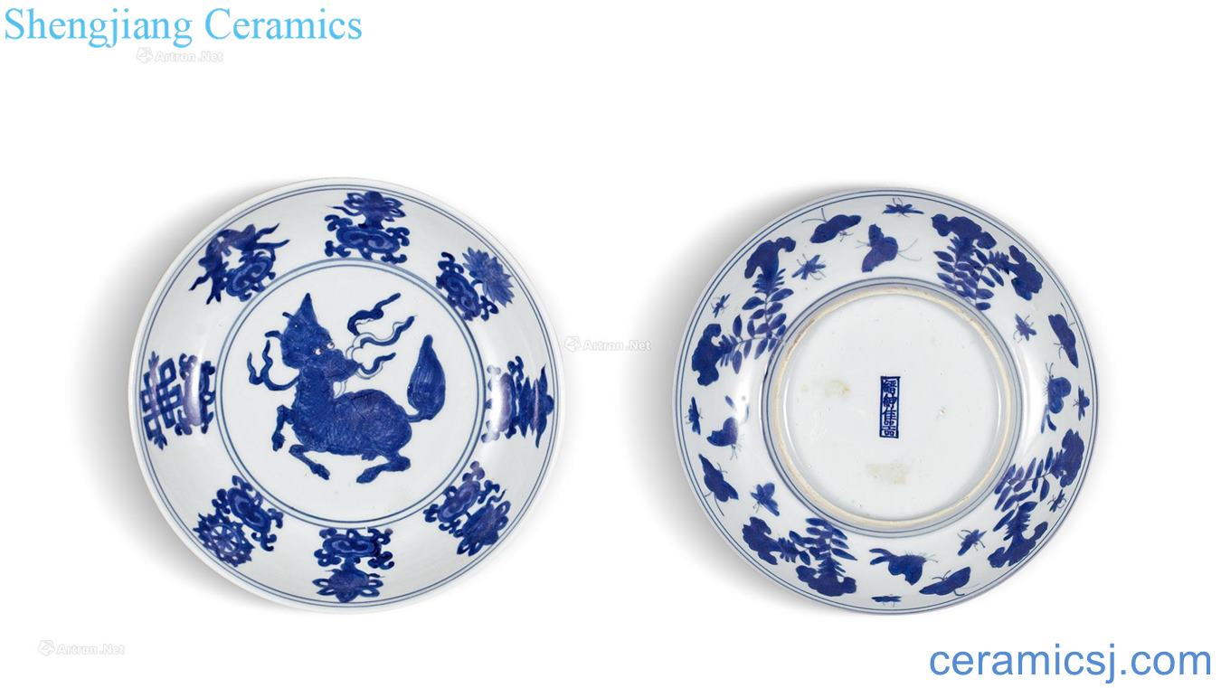 Ming jiajing, wanli Blue and white sweet kirin plate (a)