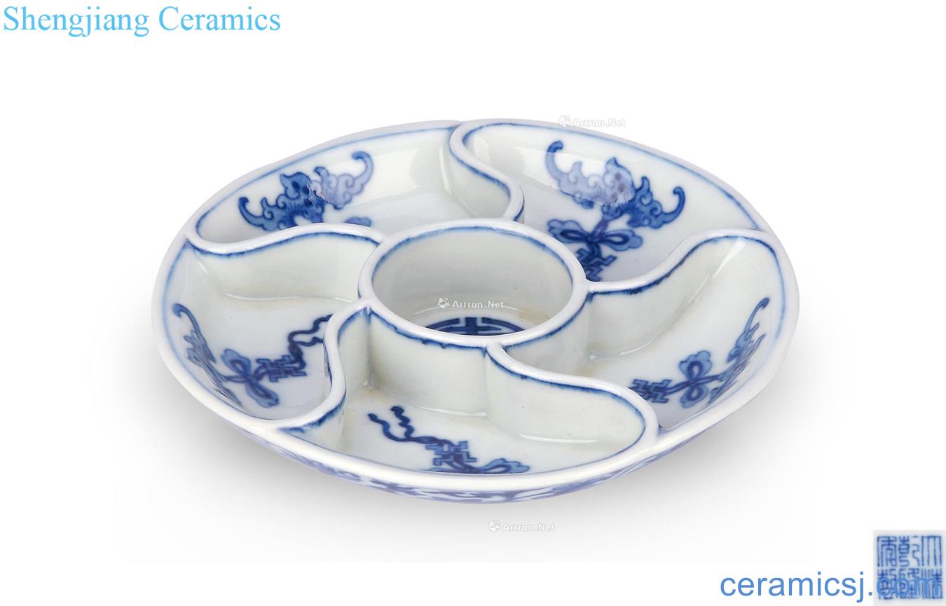 Qing qianlong Blue and white live lines tray