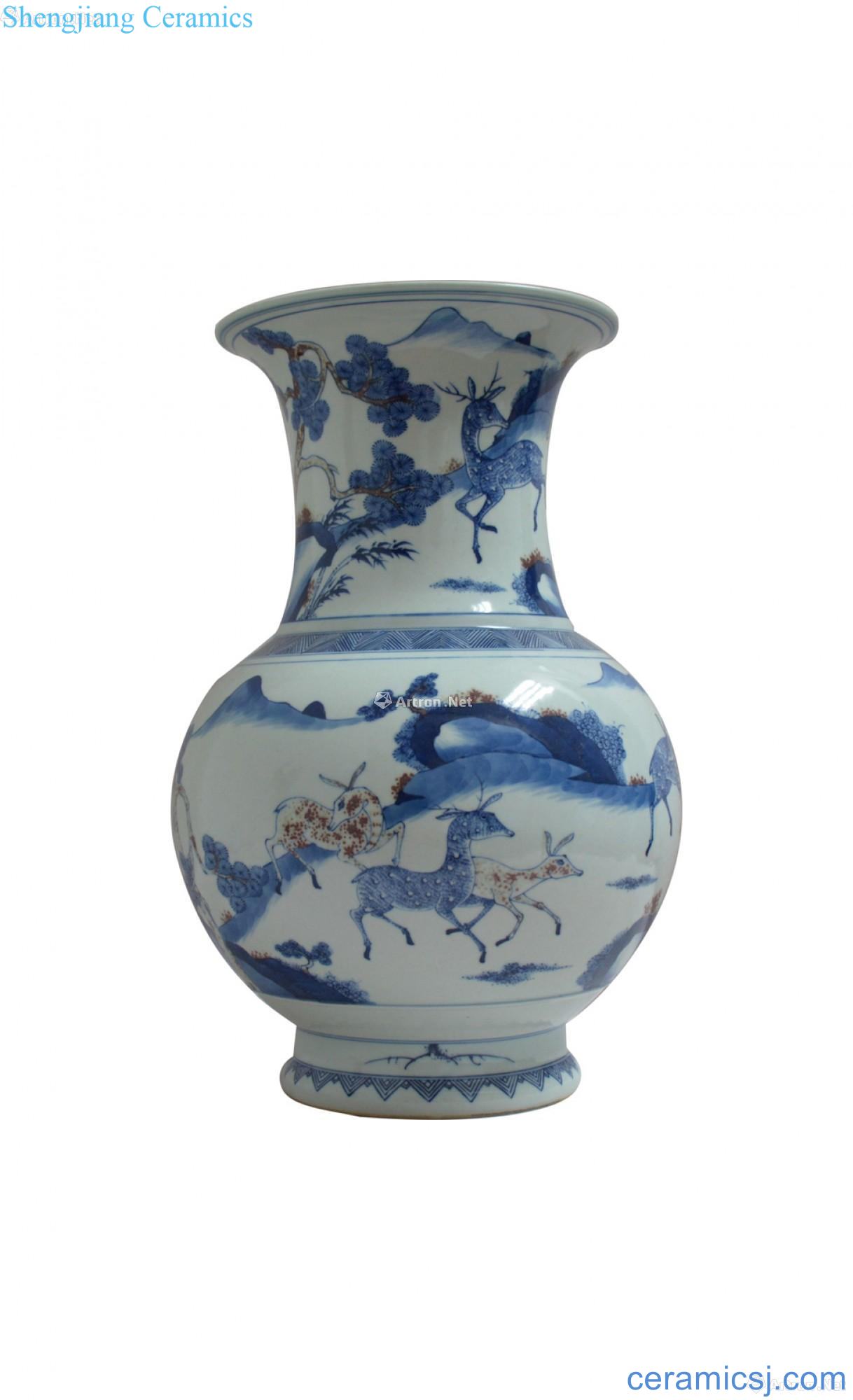 Blue and white youligong Korean pine deer lines