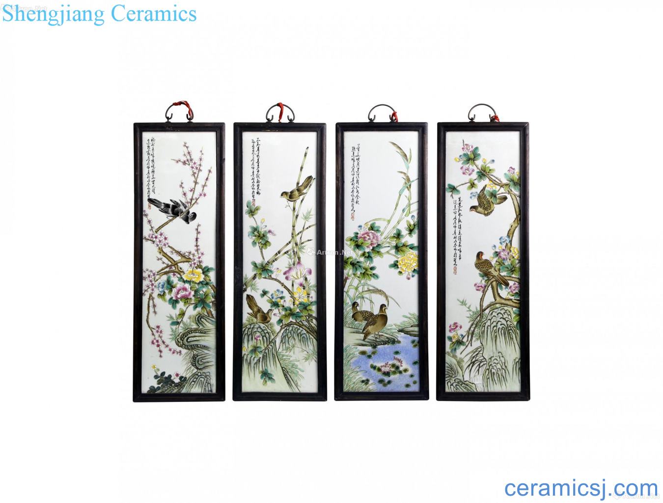 Flower and-bird painting wall hanging