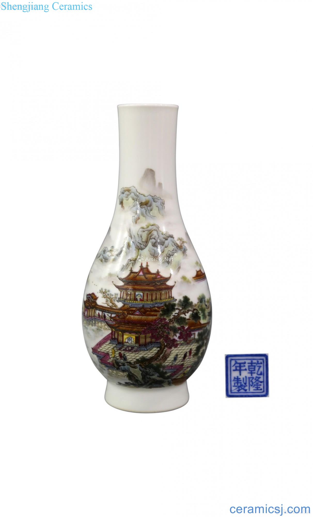 White glazed colored enamel "bottle of tengwang pavilion" grain