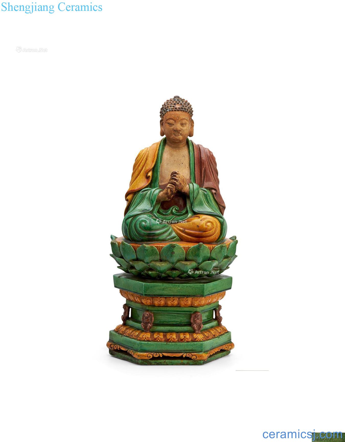Ming wanli thirty-eight years plain tricolour Buddha Buddha as great day