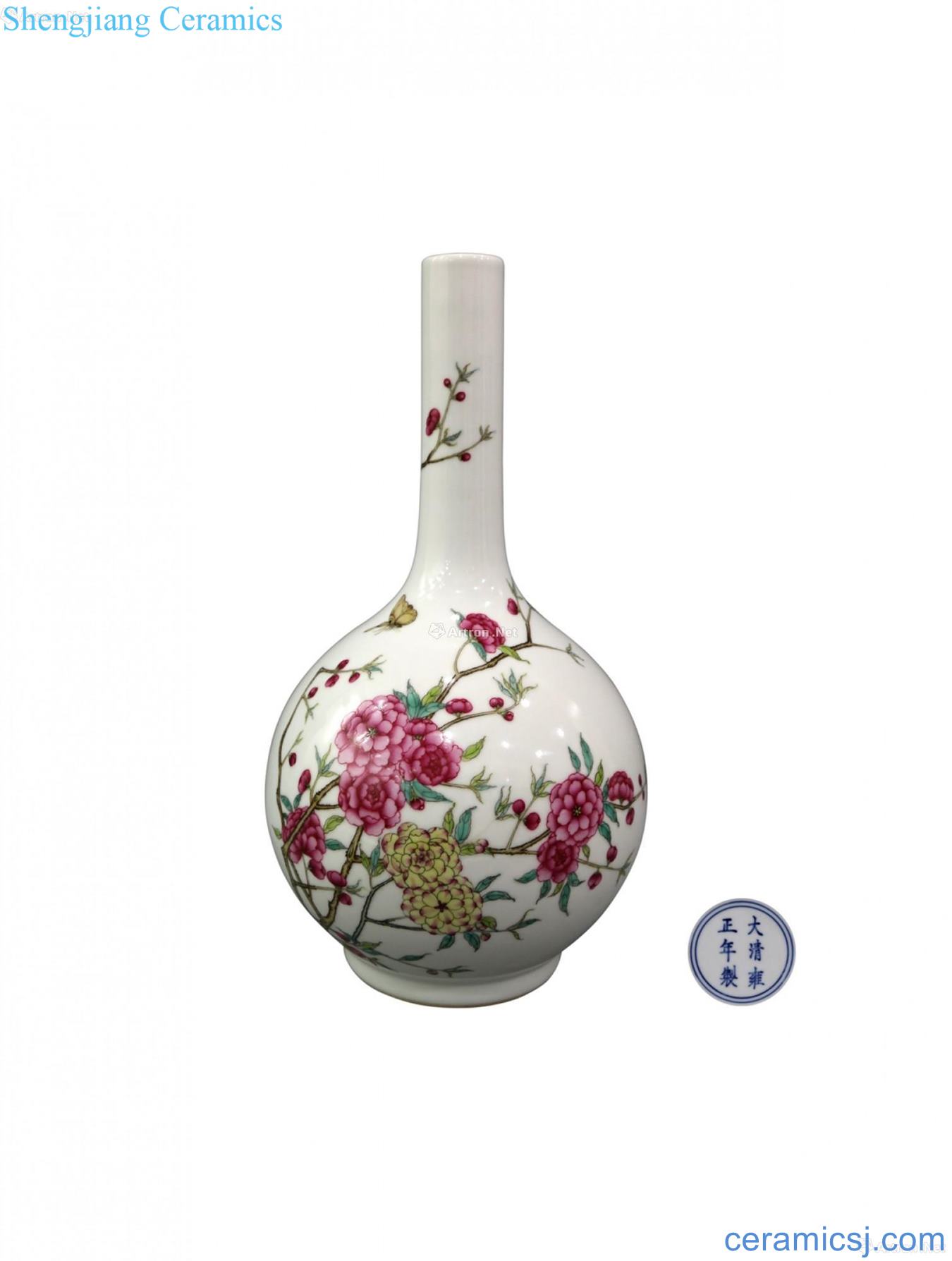 Colored enamel flowers lines taper bottle