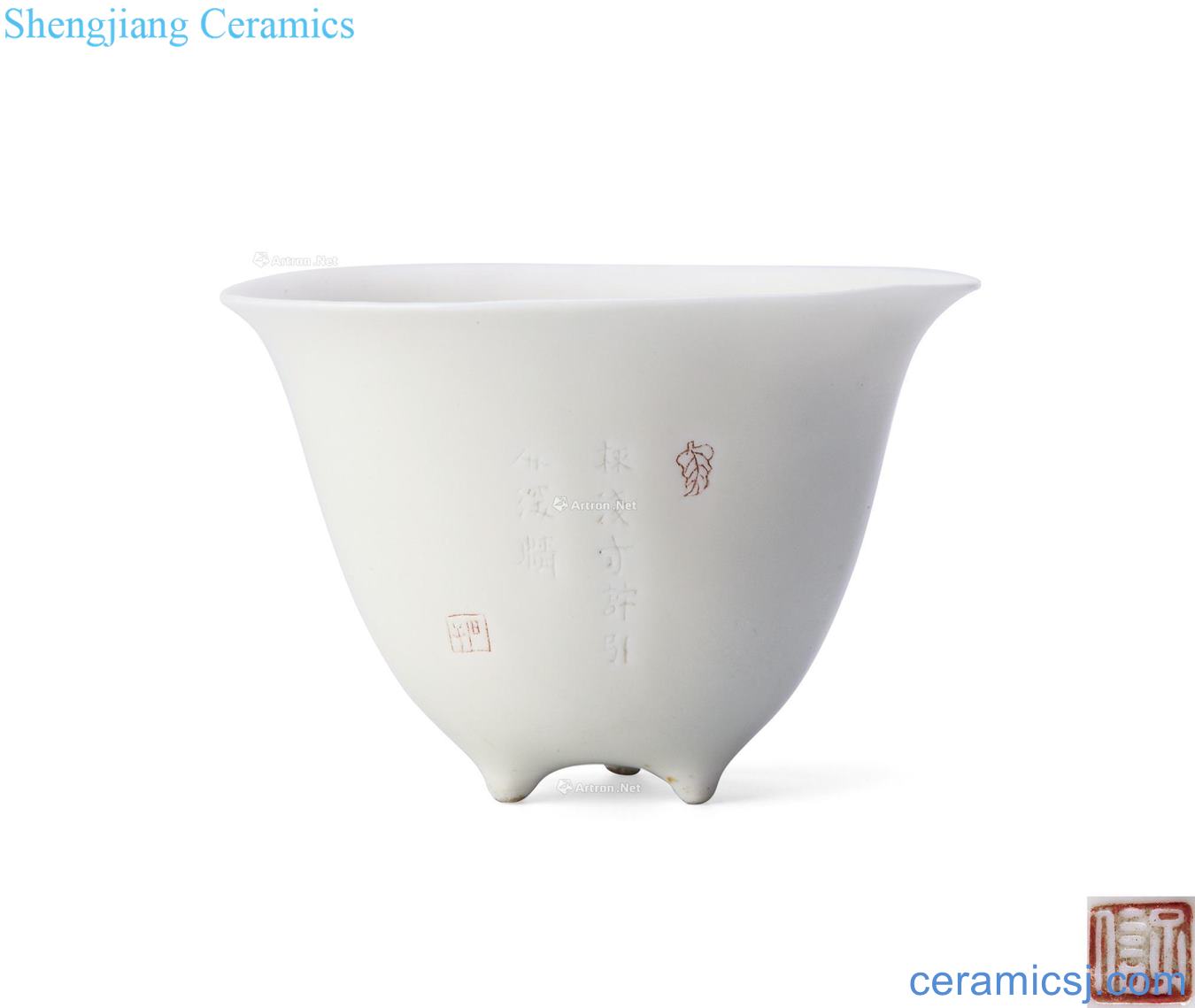 The late Ming Lin Zixin Dehua white glaze verse three fa cups
