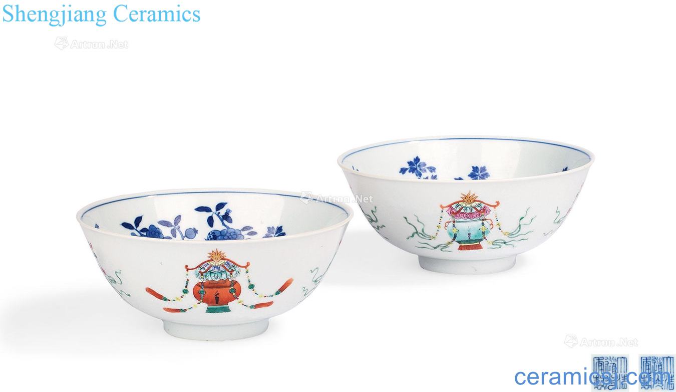 Qing daoguang Blue and white pastel flowers sweet grain bowl (a)