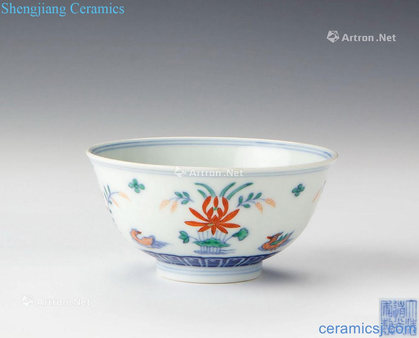 Qing daoguang bucket color lotus pond mandarin duck dishes