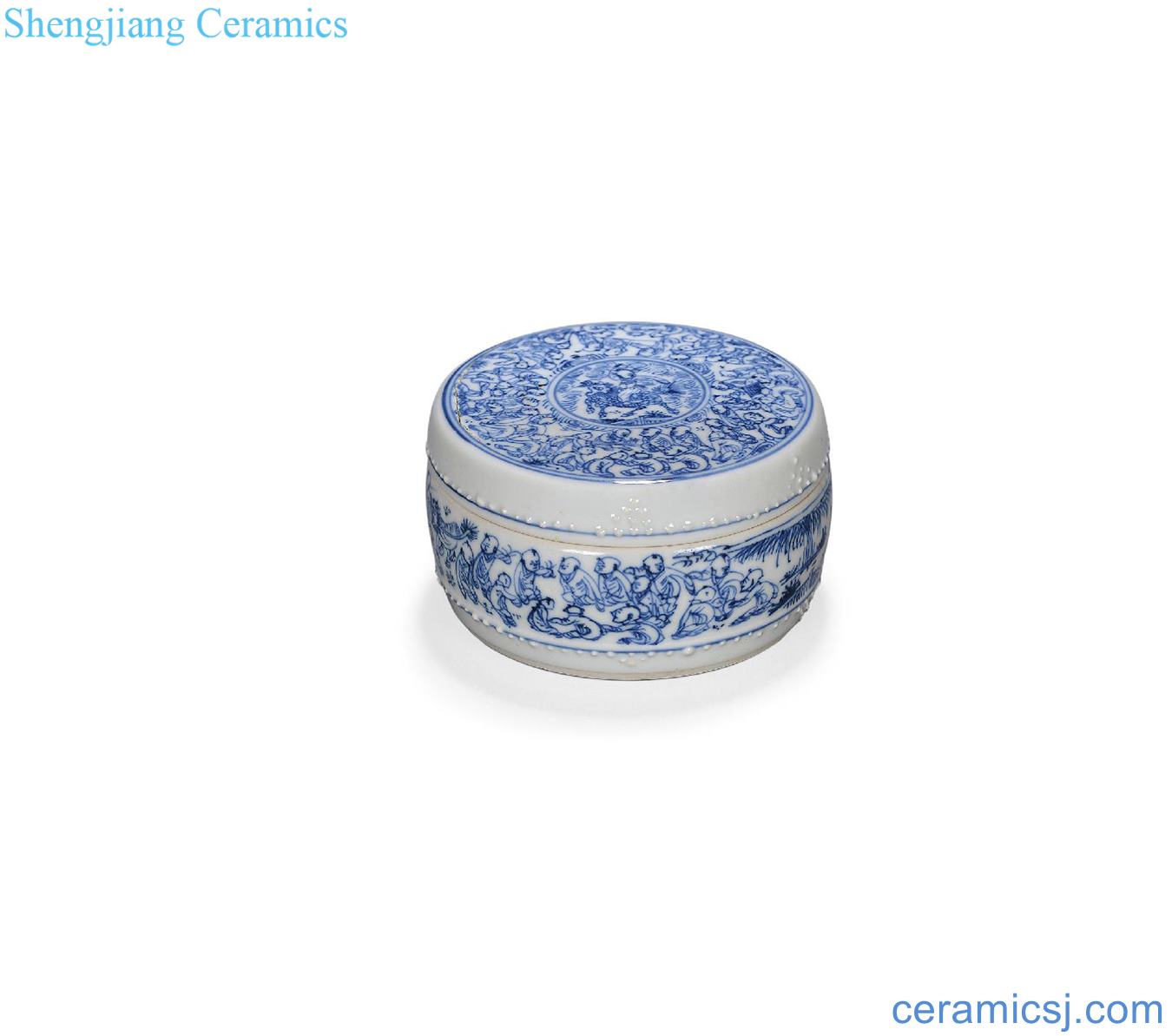 Qing dynasty blue-and-white kirin lad small box
