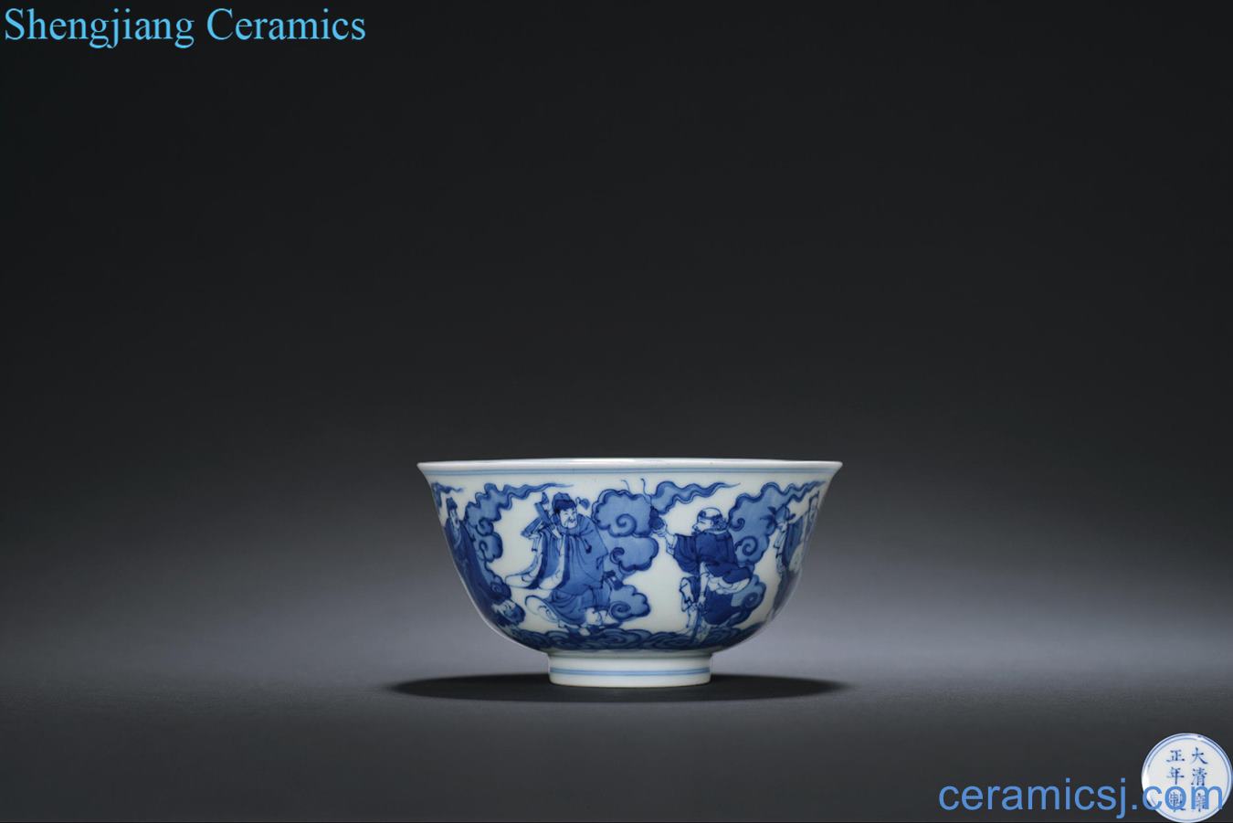 Qing yongzheng Blue and white the eight immortals small bowl