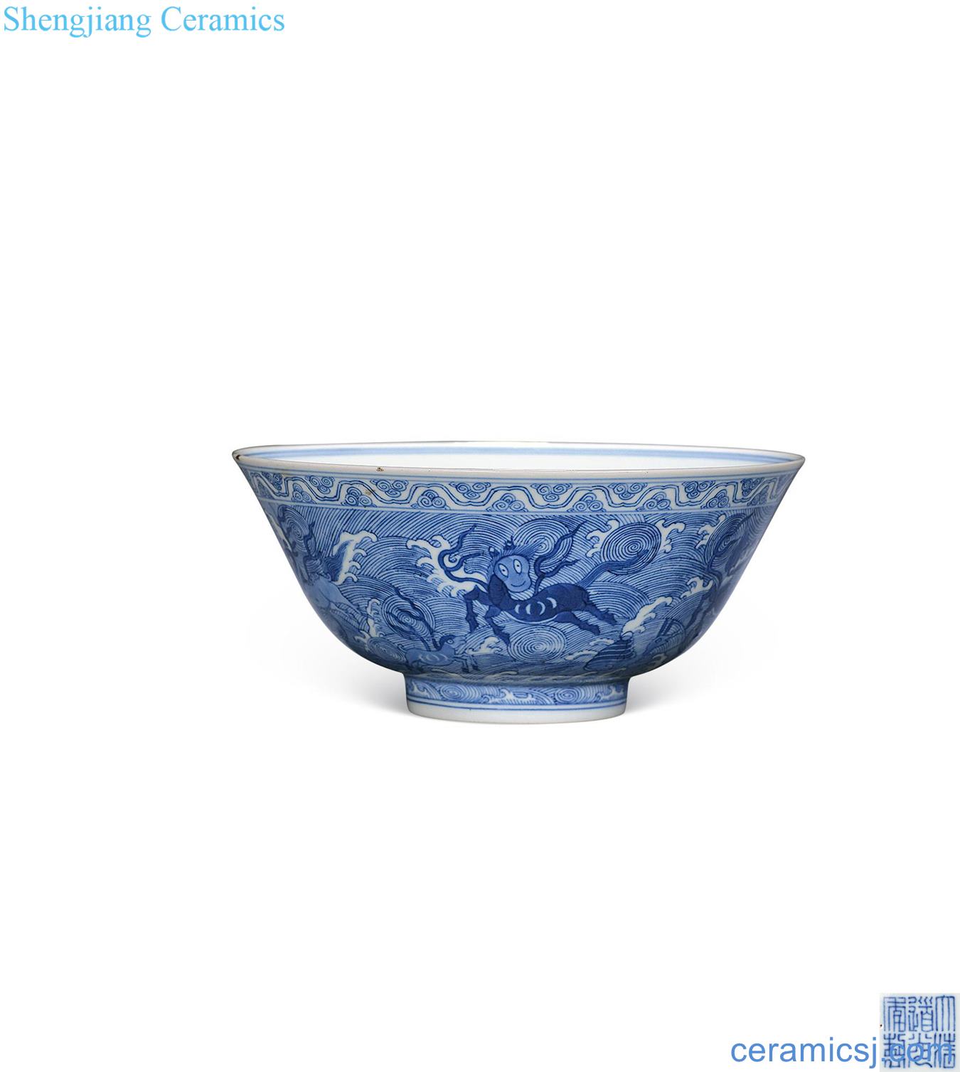 Qing daoguang Blue sea eight bowl to blame