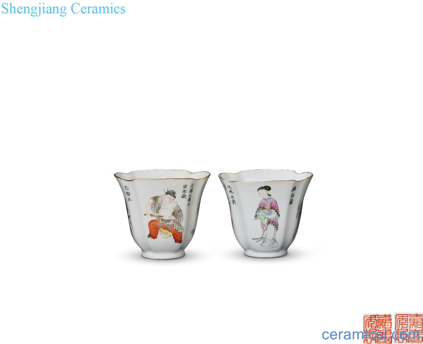 Qing jiaqing enamel cup "spectrum" character sifang bonobo Angle (a)