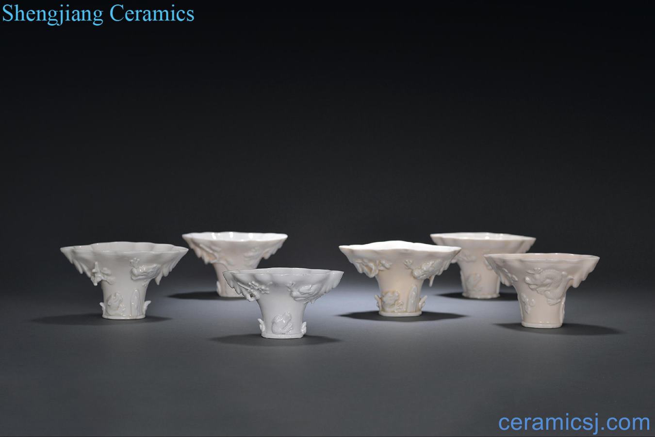 The late Ming dynasty Dehua kiln Long Hujiao shape cups (6)