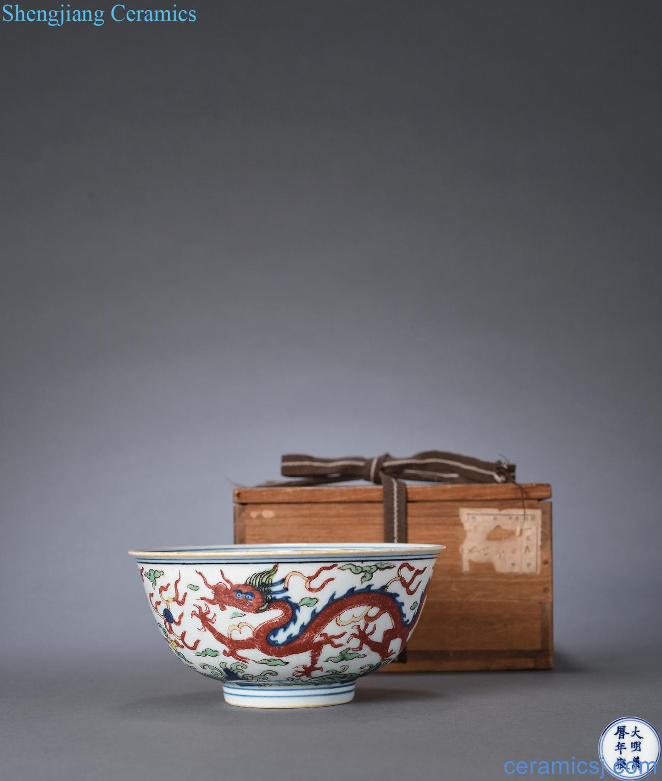 Ming wanli Five dragon grain bowl