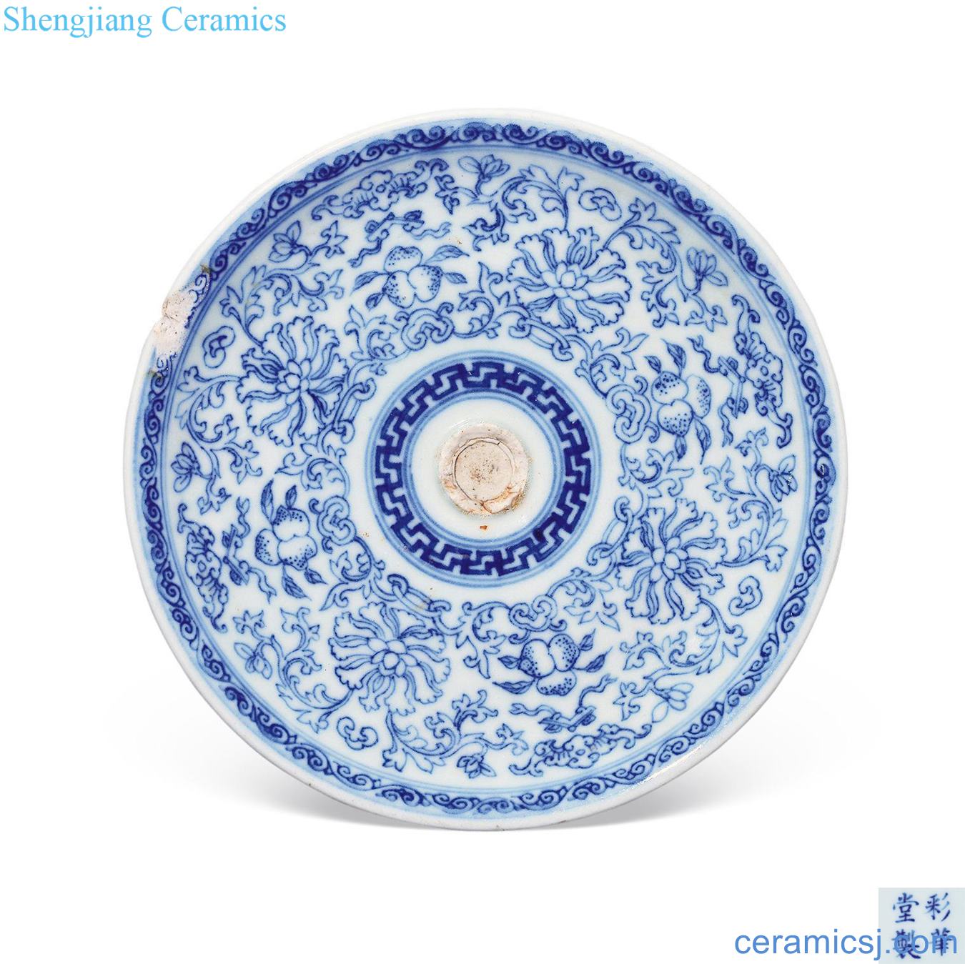 Mid qing Blue and white flower disc