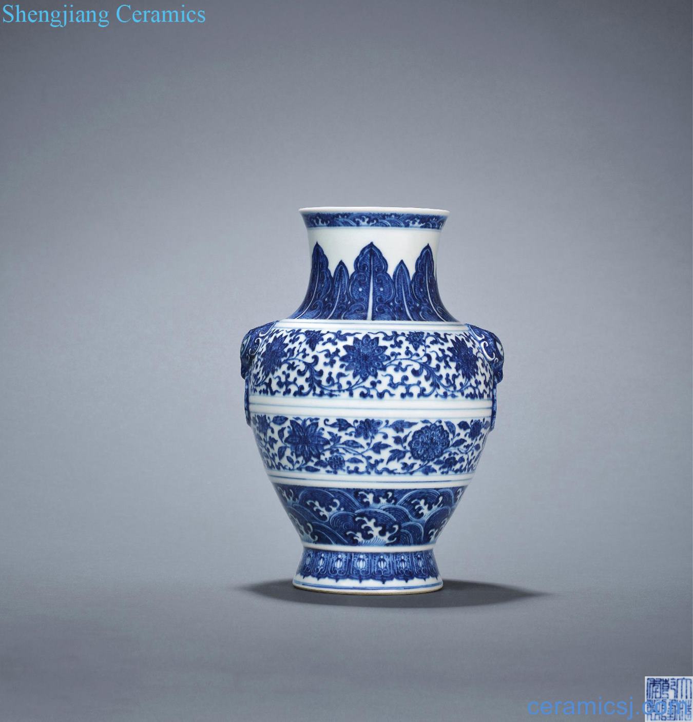 Qing qianlong Blue and white flower shop first to any tangles branches