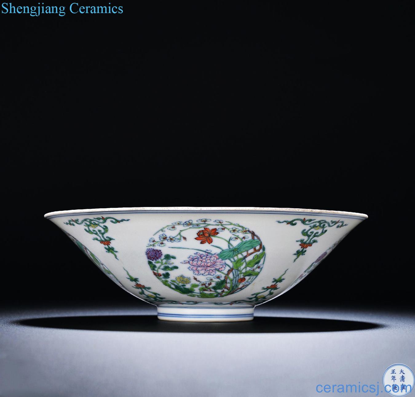 Qing yongzheng bucket color the four seasons flower hat to bowl