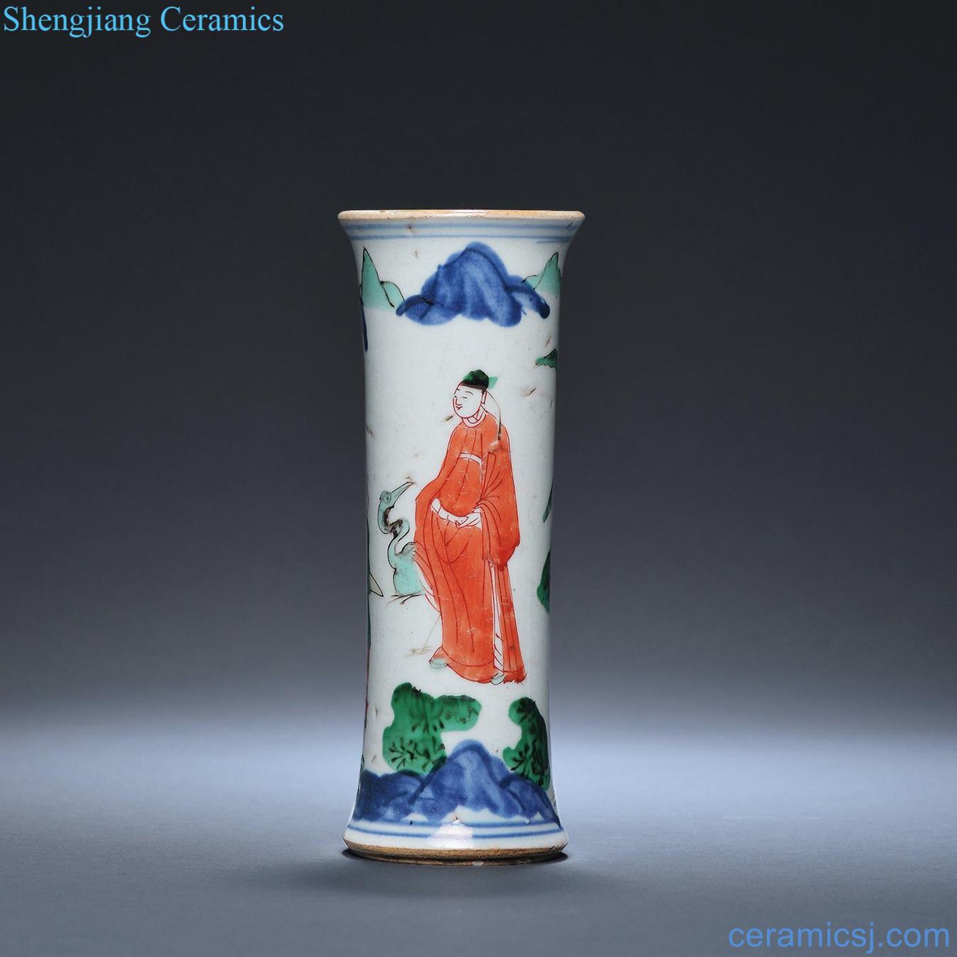 Colorful flower vase with the qing emperor kangxi