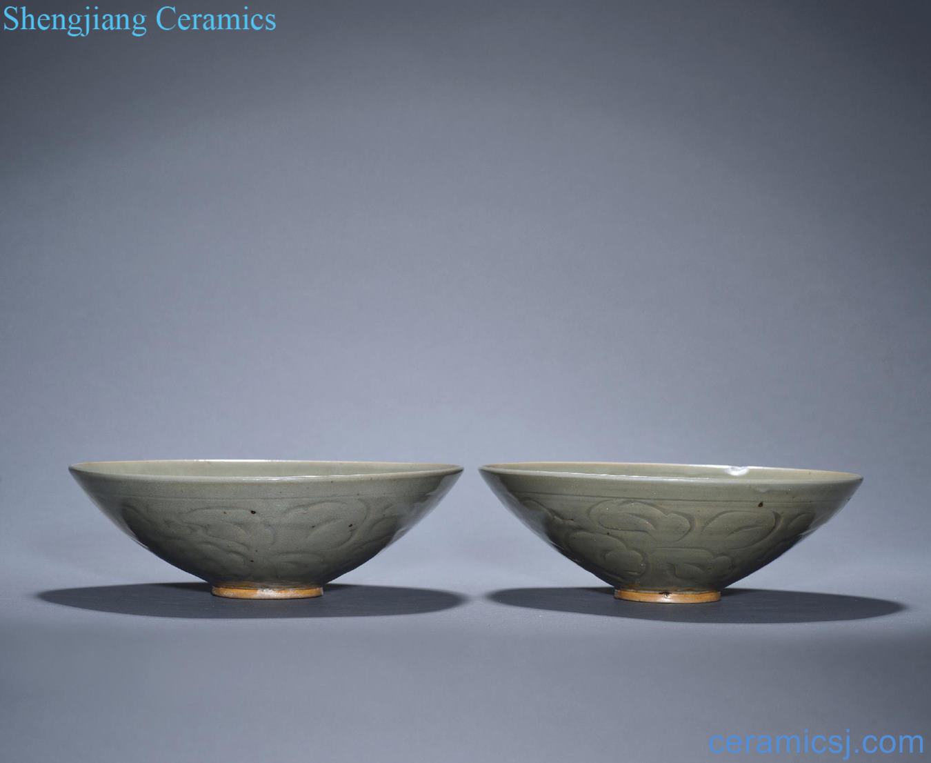 yuan Yao state kiln printed flower grain big bowl (a)