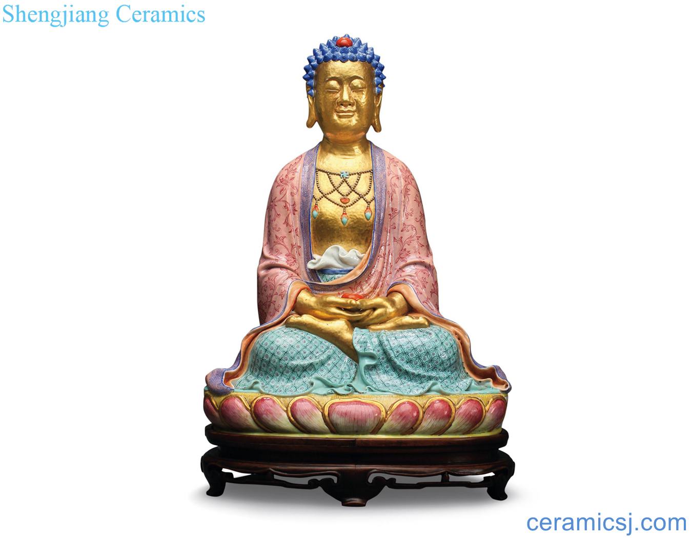 Mid qing pastel shakyamuni Buddha