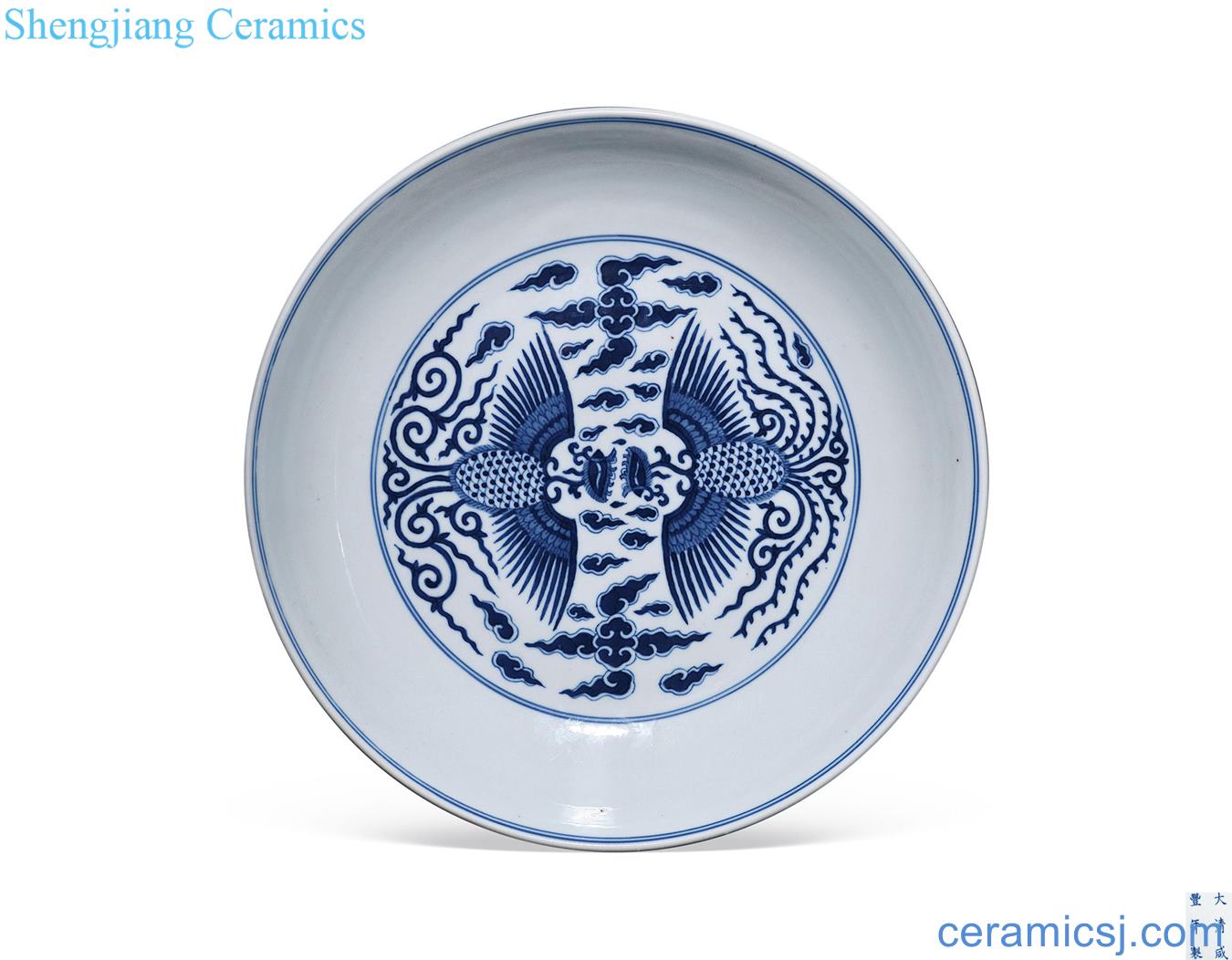 Qing xianfeng Blue and white chicken tray