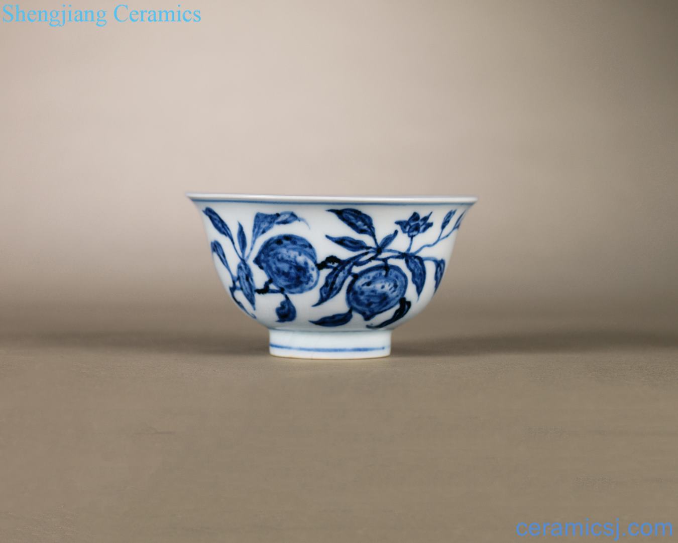 Ming yongle Blue and white shou wen peach small bowl