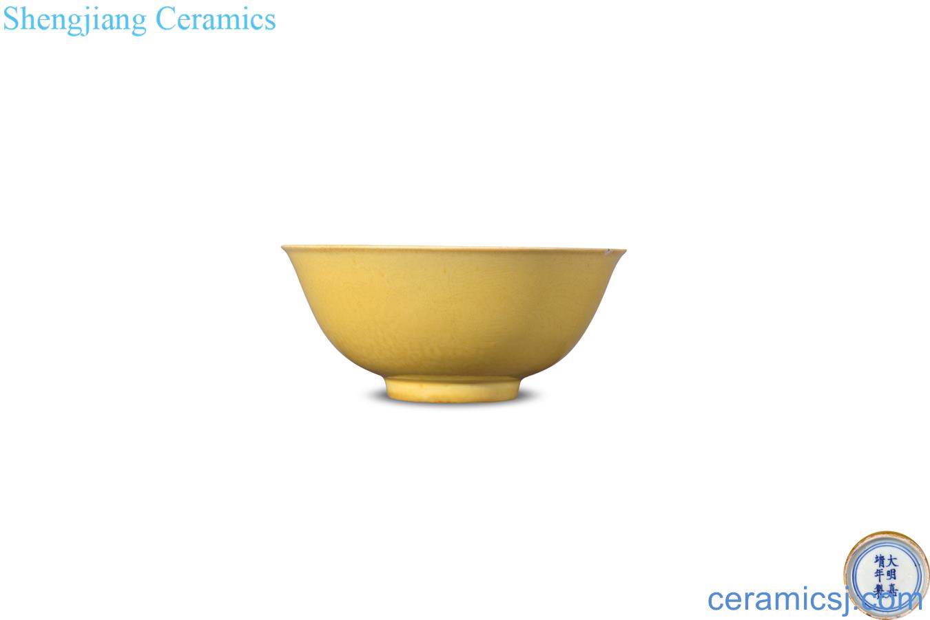 Ming jiajing Yellow glaze dark moment YunFeng green-splashed bowls