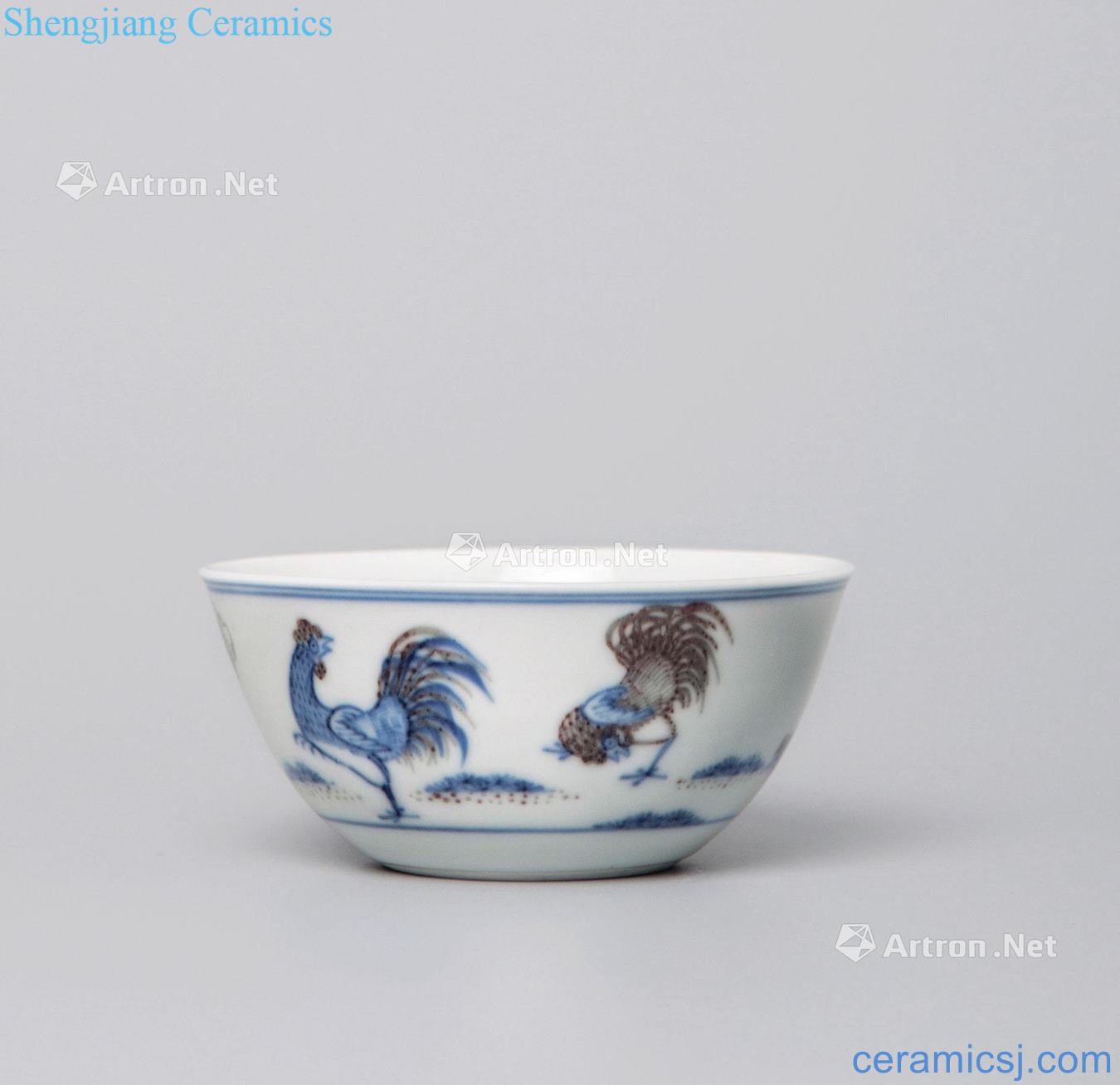 Blue and white youligong chicken qing yongzheng cylinder cup