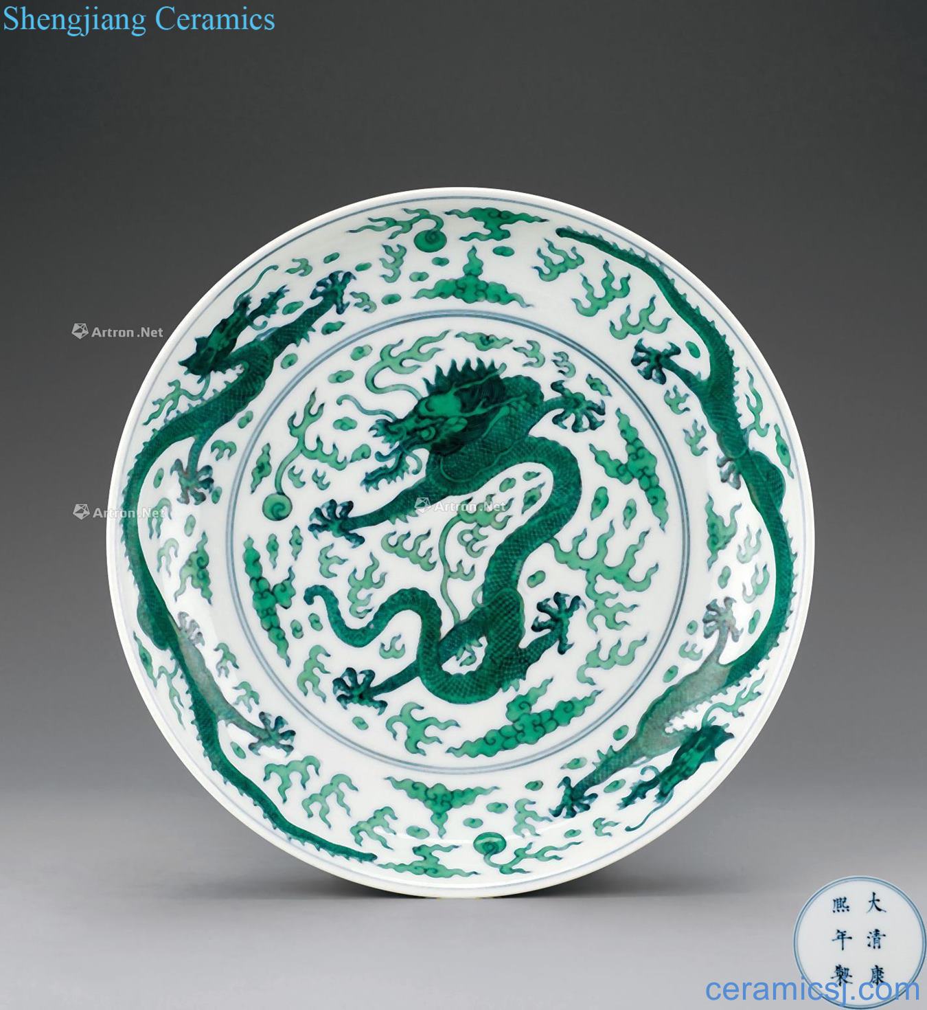 The qing emperor kangxi bucket color white green longpan