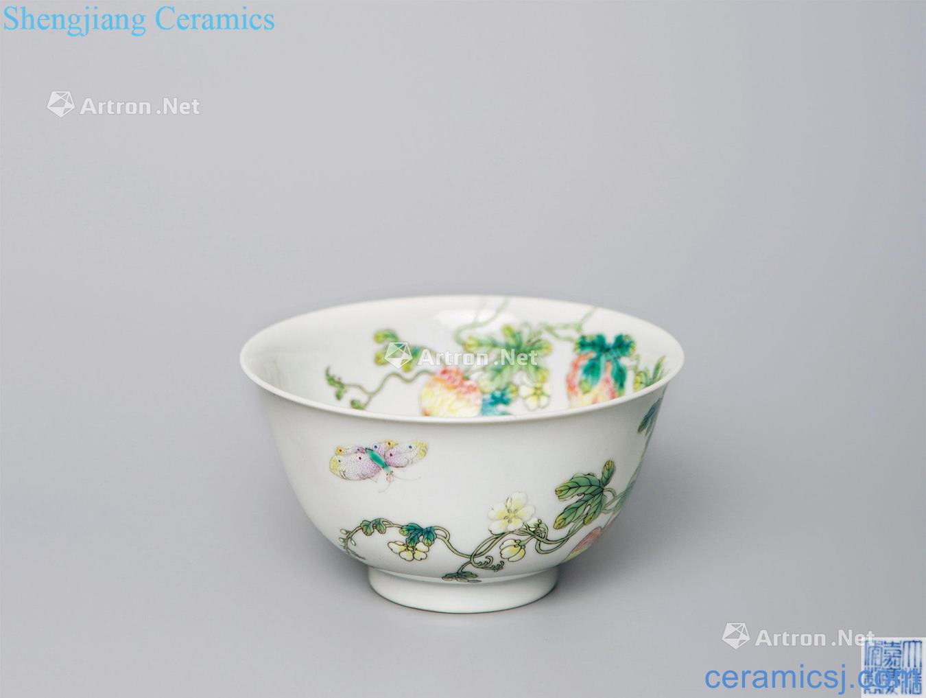 Qing jiaqing pastel branch bitter gourd bowls