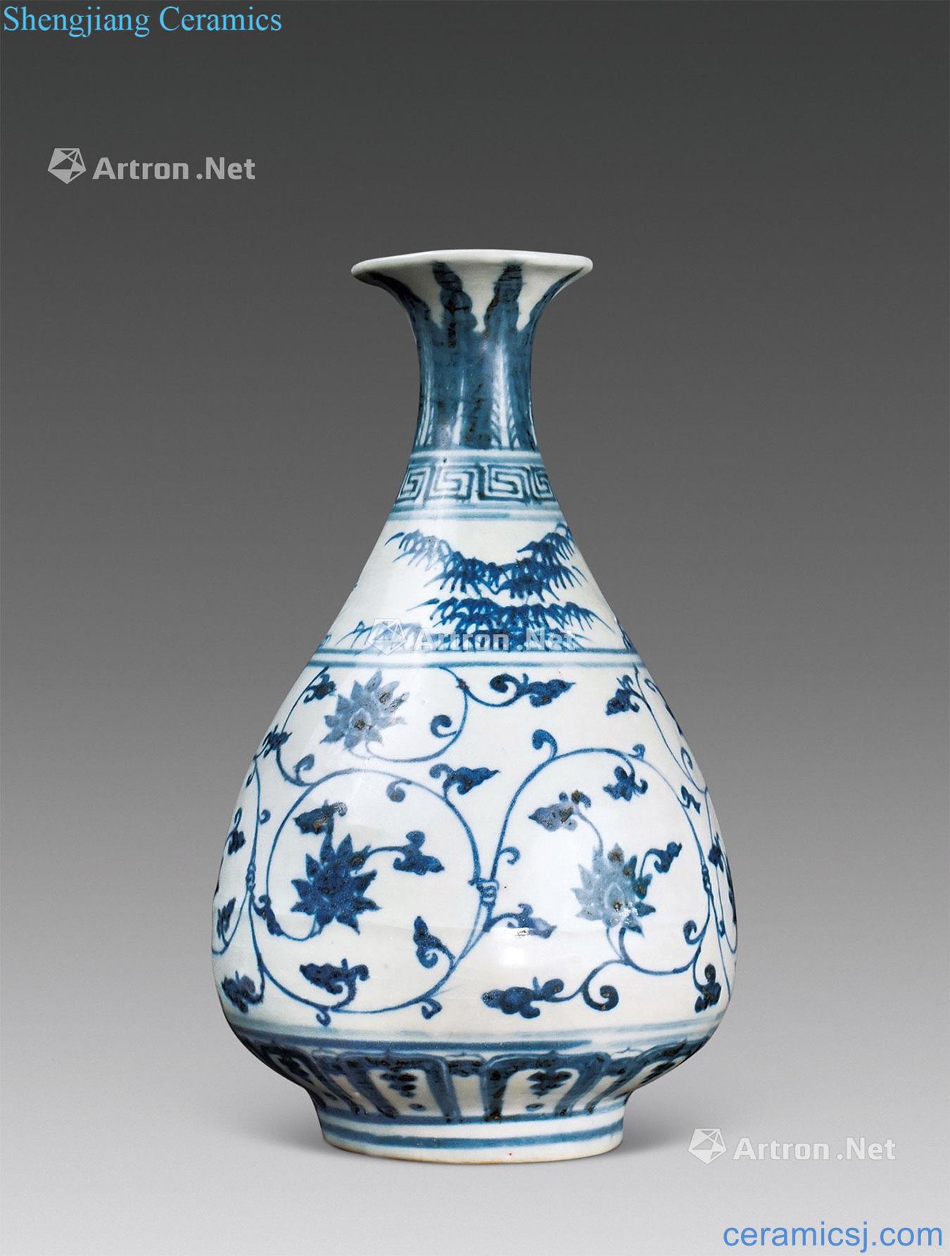 Early Ming dynasty Blue and white okho spring bottle