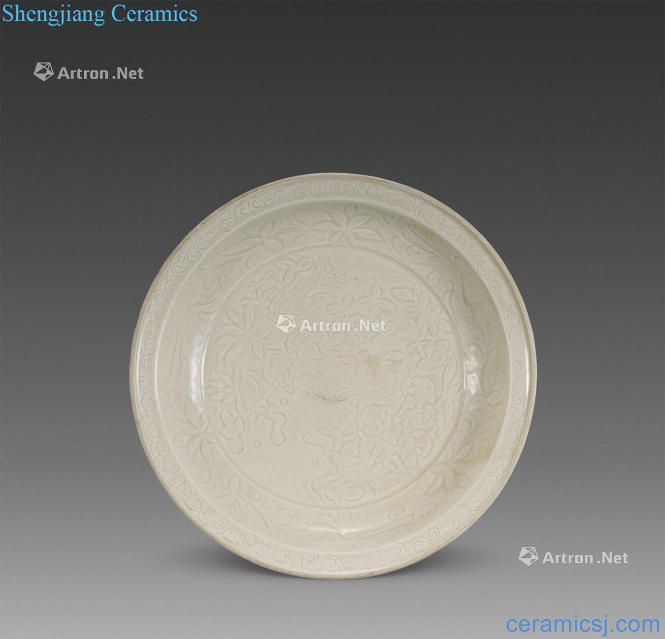 The song dynasty kiln carved double phoenix tray