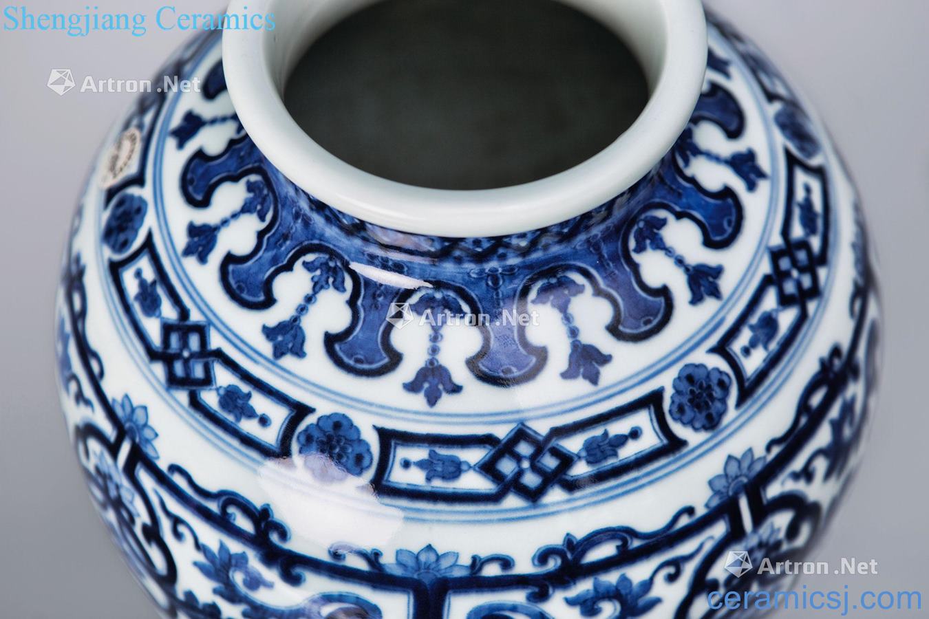 Qing qianlong Blue and white western flower ruyi grains taibai cans