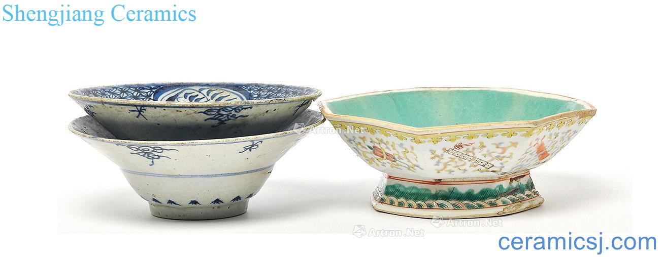 Clear a pair of blue and white bowl even pastel dark basin of the eight immortals (three)
