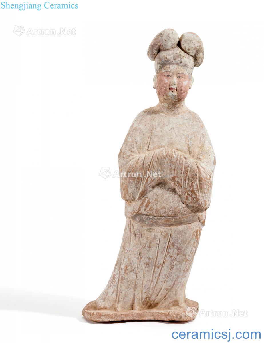 Early tang in the eighth century Maid figurines pottery coloured drawing or pattern