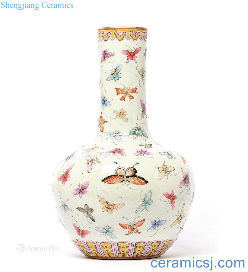 Qing or later Pastel best butterfly bottle