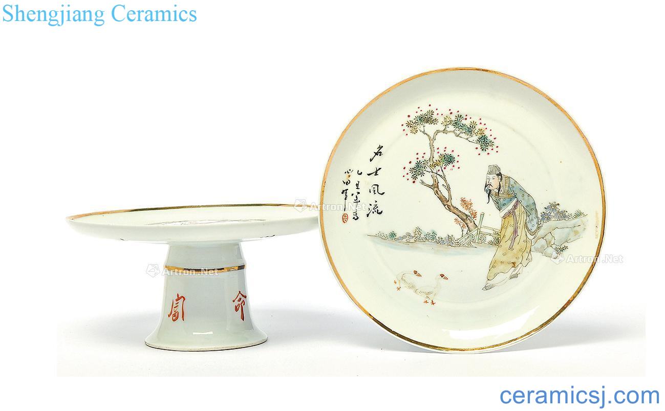 Qing or later enamel paint 'love of xihe goose best plate (a),