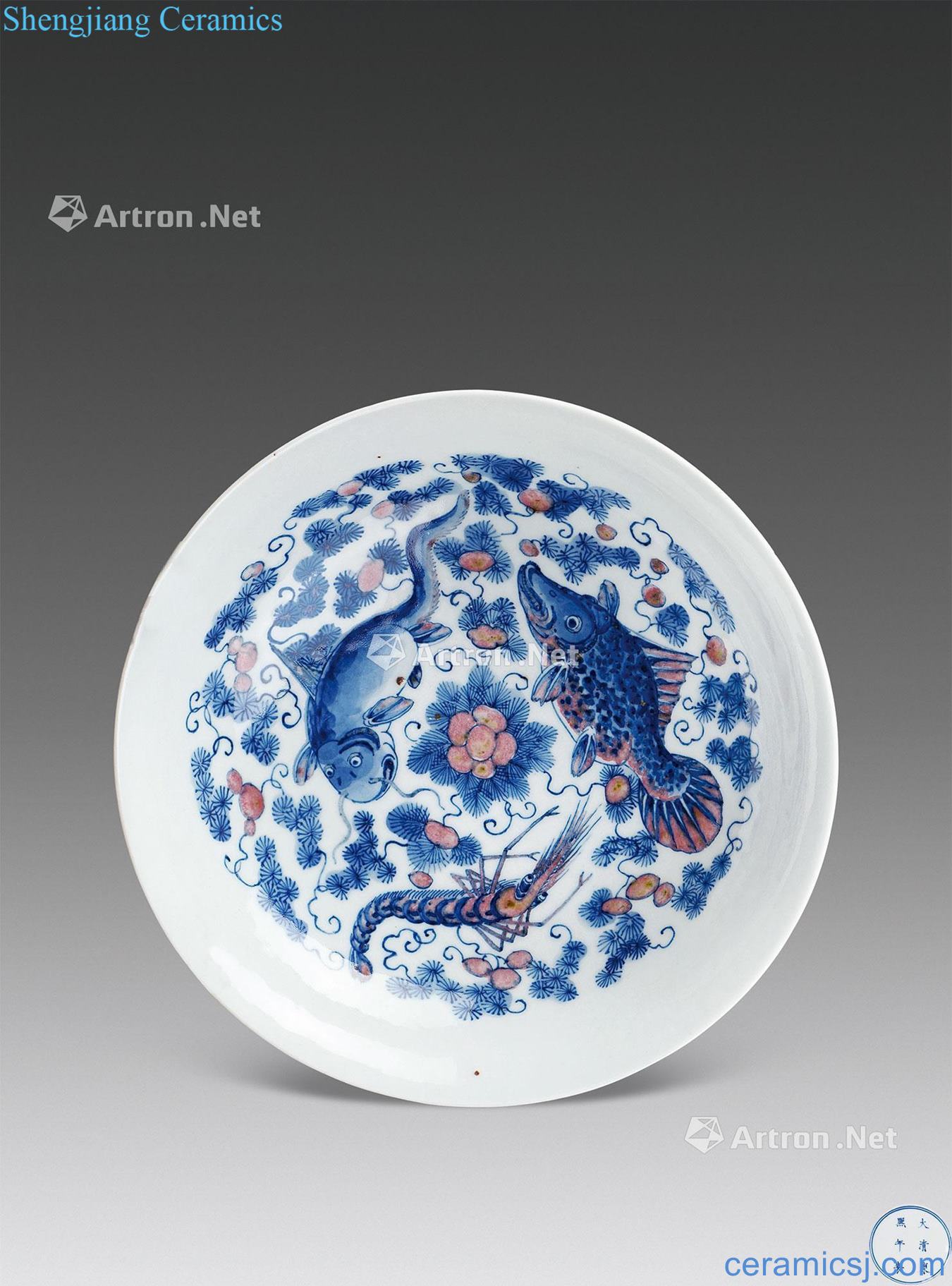 The qing emperor kangxi Blue and white youligong three fish dish