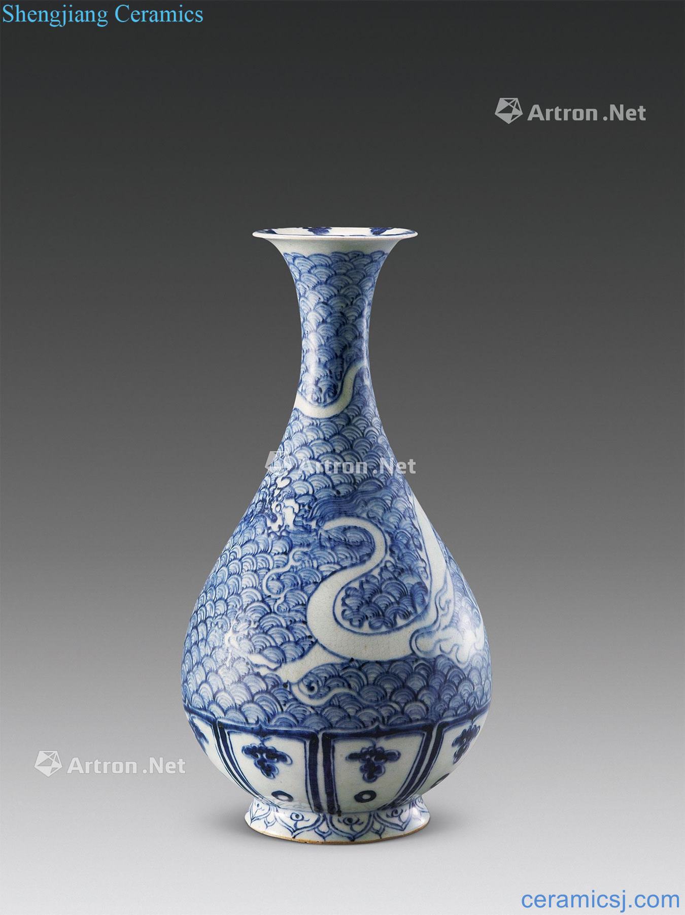 yuan Dark sea carved dragon okho spring bottle