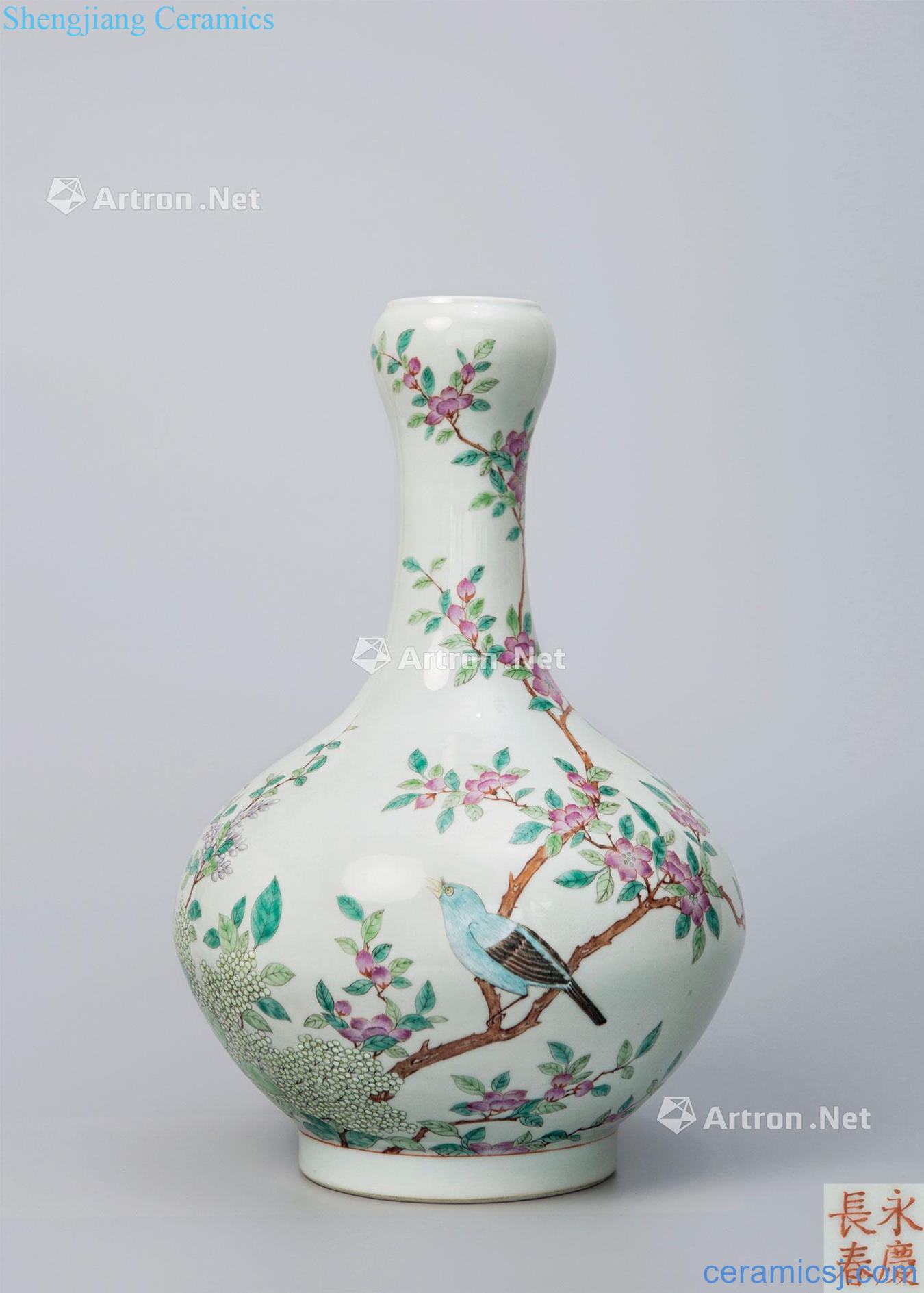 Qing guangxu powder enamel grain bottle of garlic