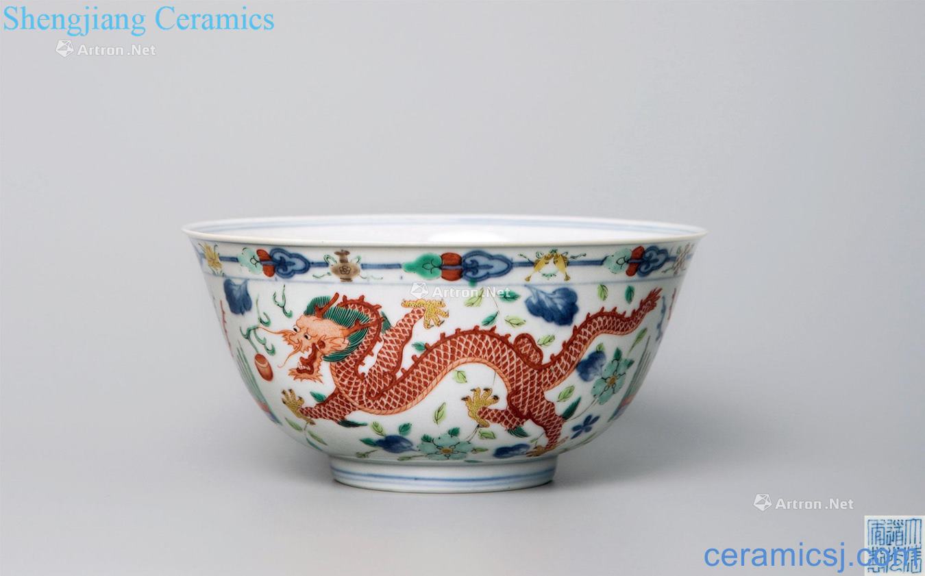 Qing daoguang Blue and white color longfeng green-splashed bowls