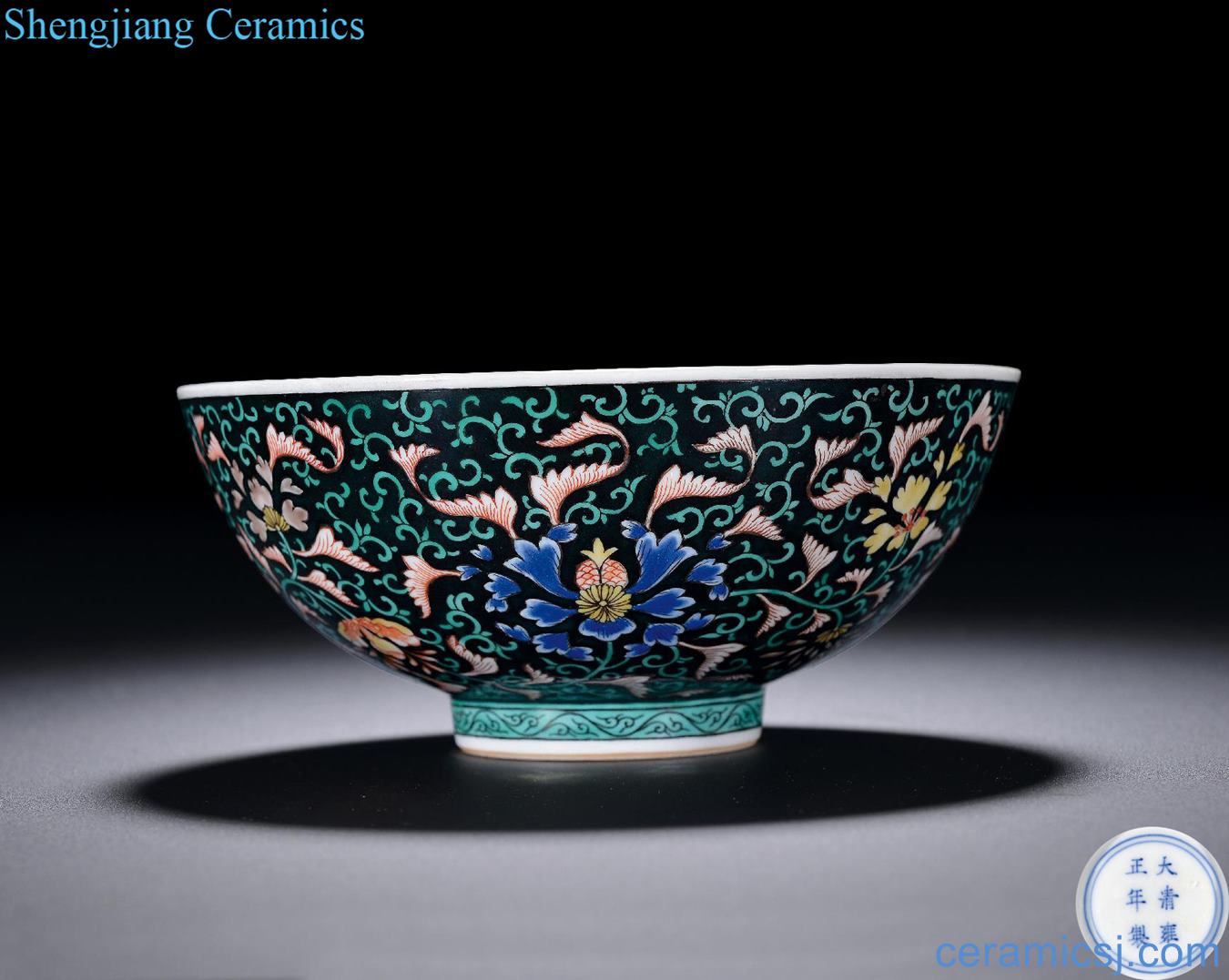 Qing yongzheng ink to the colors flower bowls