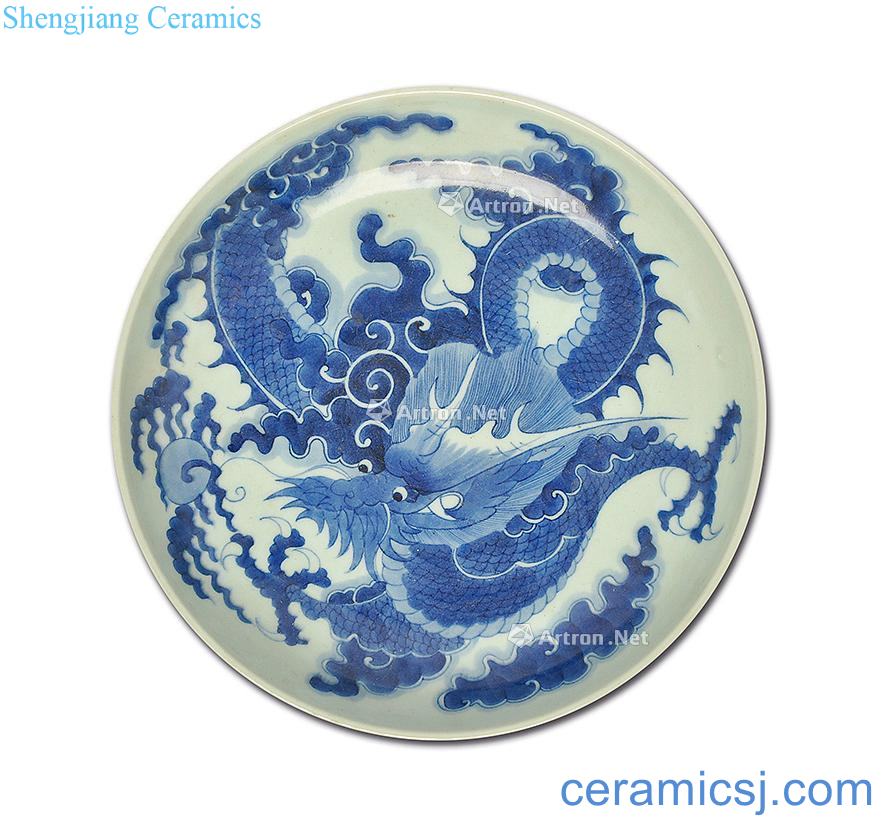 Qing dynasty blue and white dragon disc