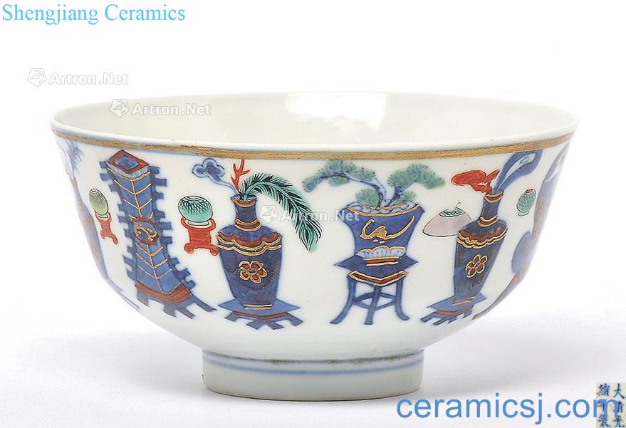 Qing guangxu Blue and white paint omen green-splashed bowls