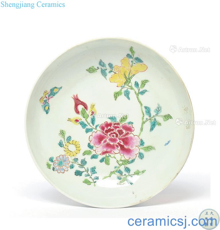 Qing yongzheng pastel flower pattern plate fold branches