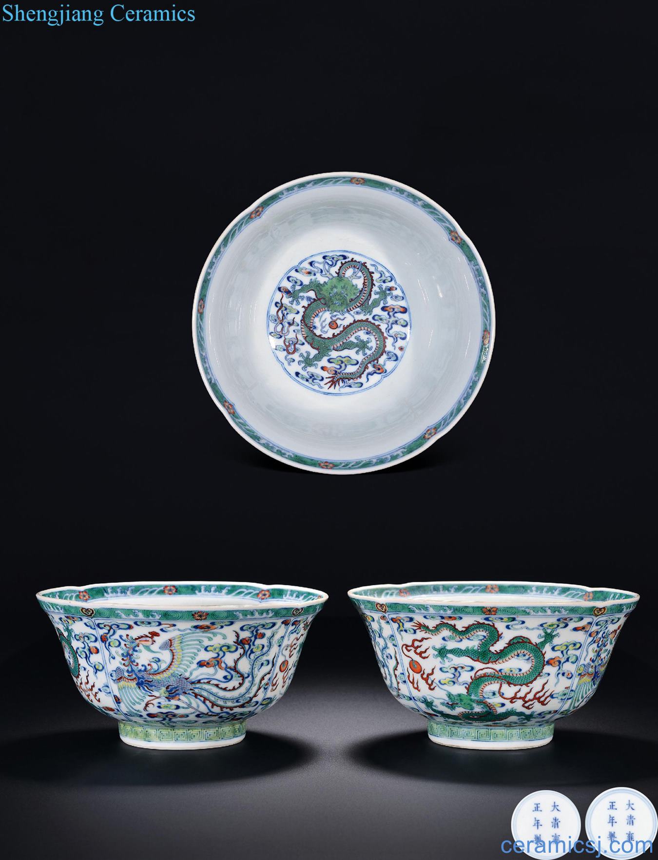 Qing yongzheng Color bucket in extremely good fortune kwai mouth bowl (a)