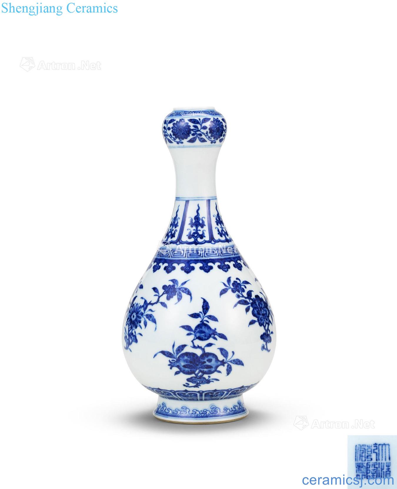 Qing qianlong Blue and white flower fruit grain of garlic