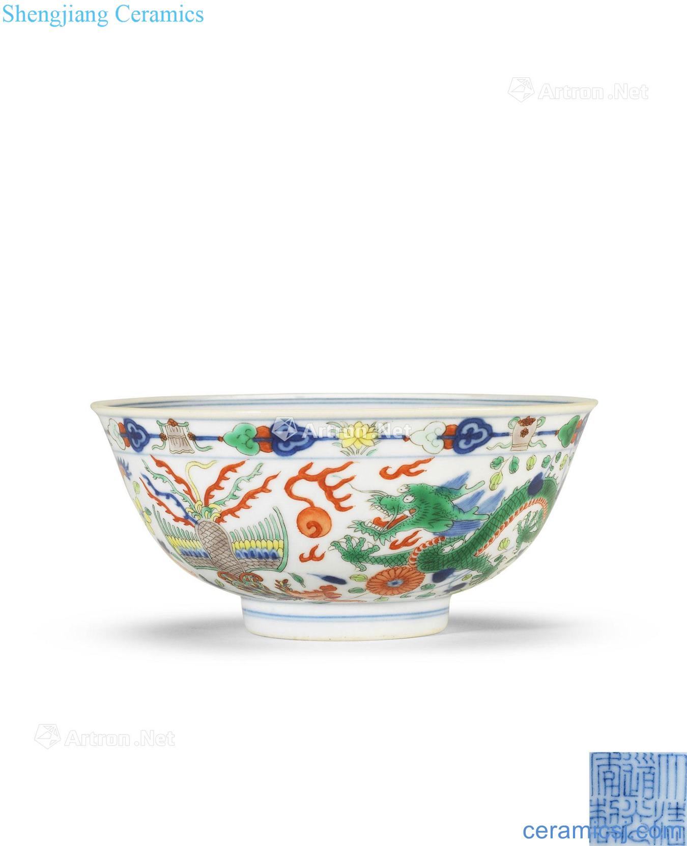 Qing daoguang Longfeng green-splashed bowls