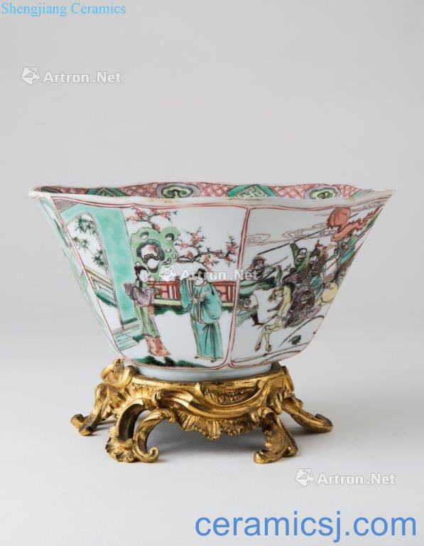 Kangxi in the qing dynasty grain six arrises bowl of colorful characters