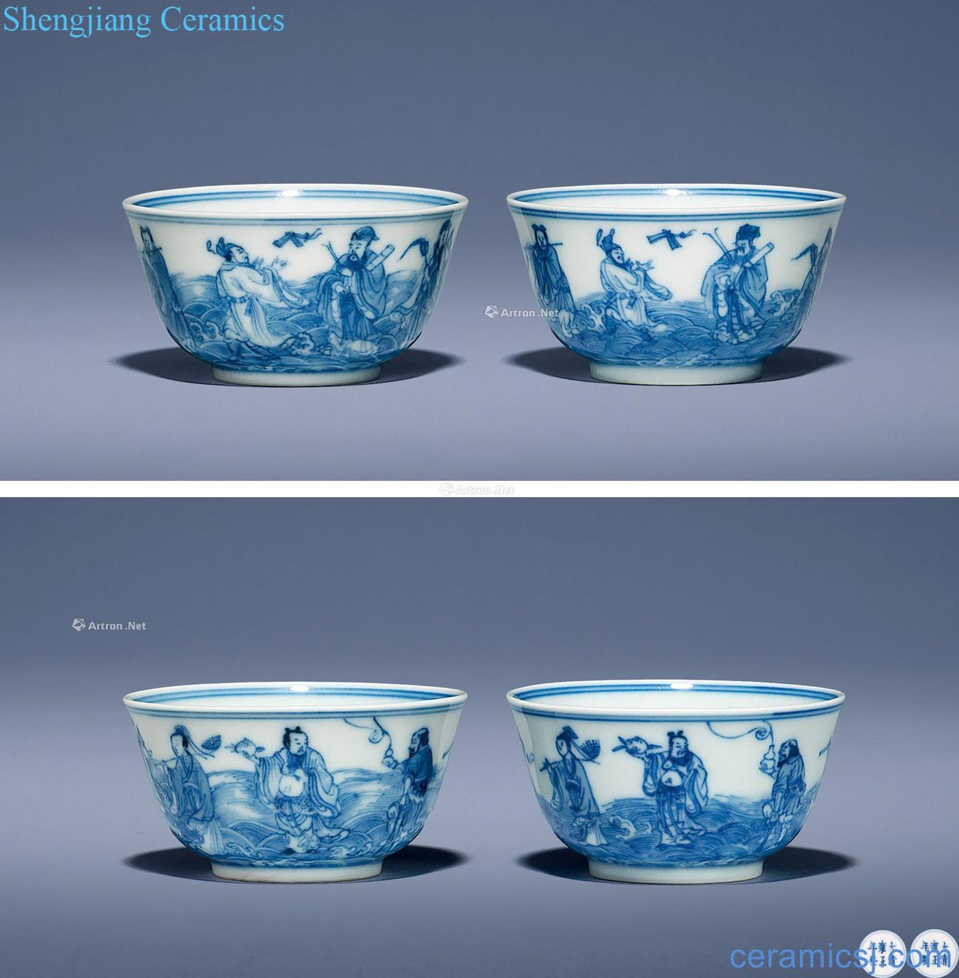 Qing yongzheng Blue sea figure cup (or two)