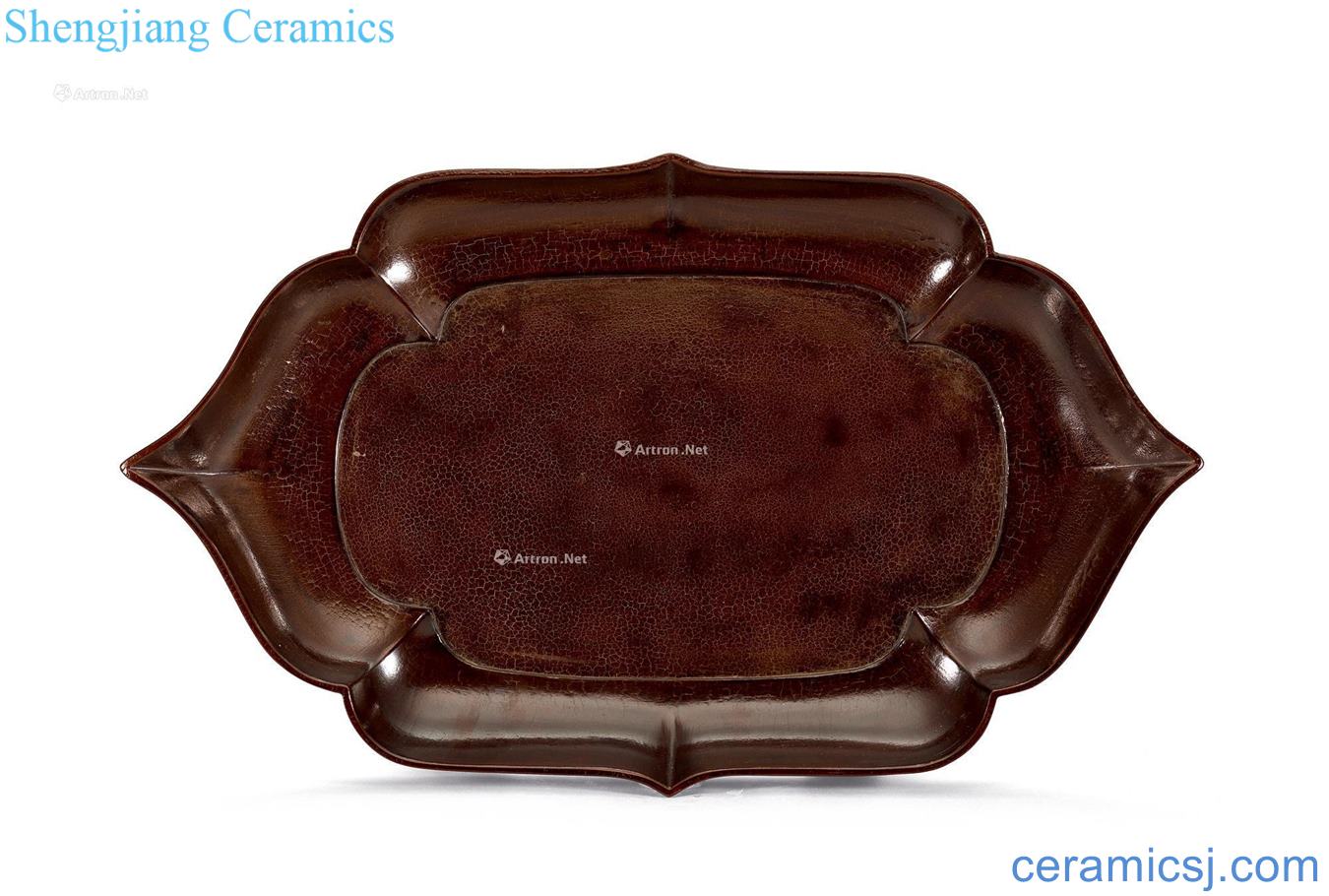 The southern song dynasty brown-black paint flowers mouth tray